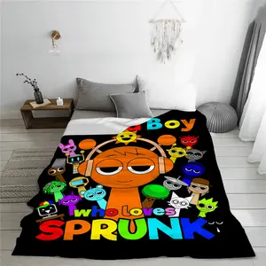 Sprunki Incredibox Game Soft Fuzzy Plush Throw Blanket for Couch Bed Multi-Sized Napping Bedspread All Seasons Comforter