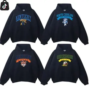 Vintage University Black Graphic Hoodie, College Logo Football Fan Tee, All Sport Teams Crewneck Top, Throwback Streetwear Cotton Shirt, Menswear Gift