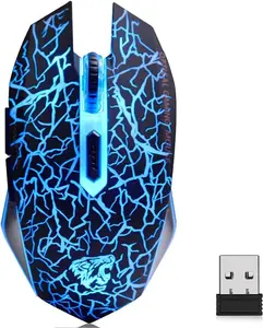 M2 Wireless Gaming Mouse, Silent Rechargeable Optical USB Computer Mice Wireless with 7 Color LED Light, Ergonomic Design, 3 Adjustable DPI Compatible with Laptop/PC/Notebook, 6 Buttons