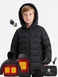 【Includes Power Bank】Norwell Heated Jacket, Lightweight Water-Resistant Hooded Puffer Heated Coat with 7.4V/3A 5000mAh Battery Pack