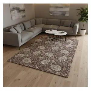 HomeRoots 655805 9x12 ft. Merlot & Beige Floral Full-Sized Area Rug, Machine-Made Rectangle Merlot Area Rug with Washable Feature & UV Protection, Full-Sized Area Rugs, Merlot Area Rugs