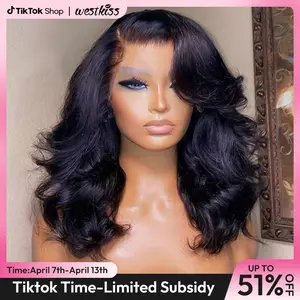 West Kiss 250% Density Right Side Part Glueless LayerCut Wig 6x8 Lace Closure Wig Body Wave Pre Cut Pre Bleached Ready Go Wigs