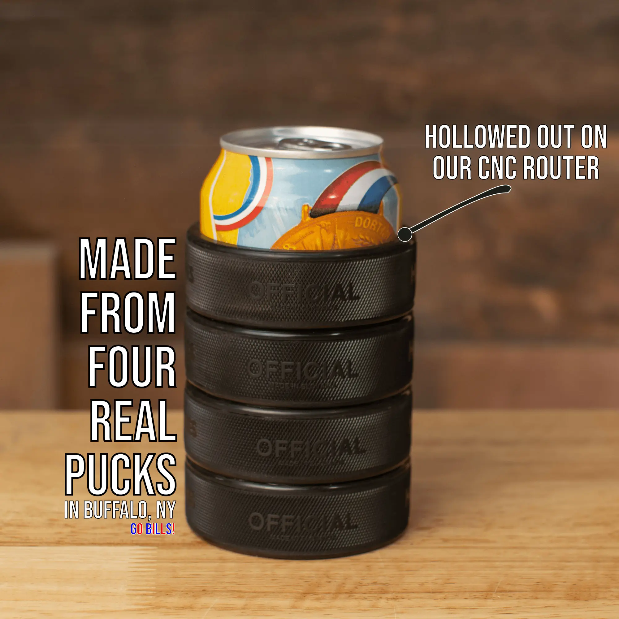Hockey Puck Coozie Can Cooler for 12oz Standard Can
