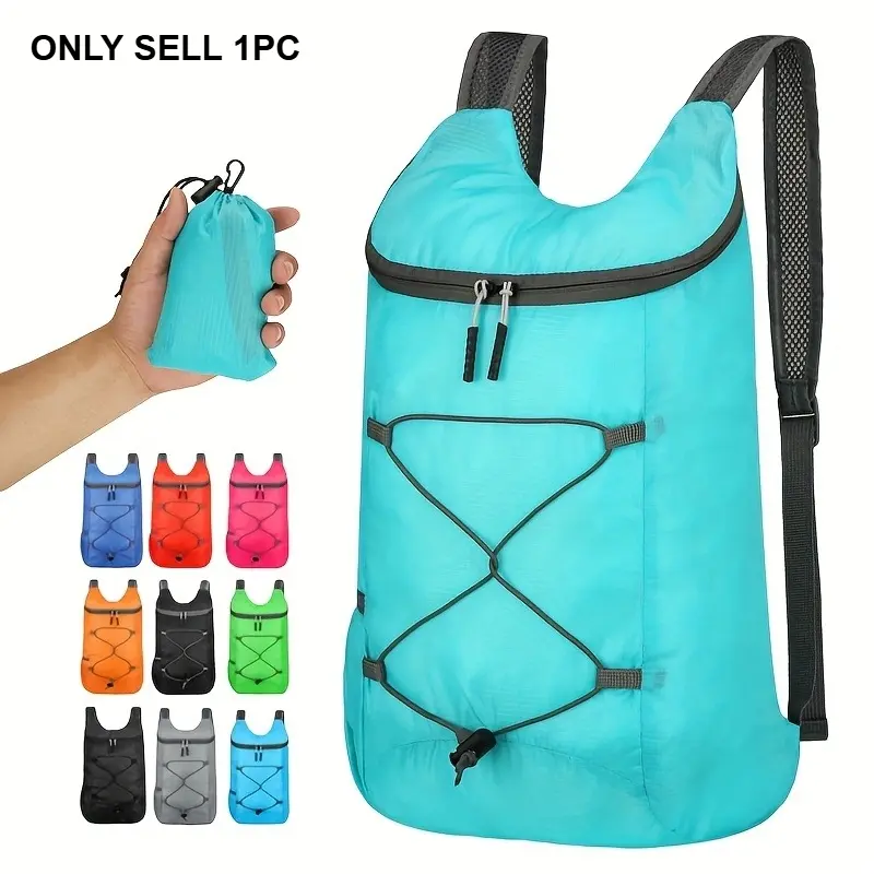 Ultra-lightweight foldable backpack, durable everyday bag, ideal for outdoor travel and sports, perfect for camping and cycling, foldable, unisex