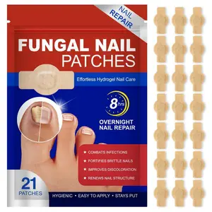Fungal Nail Patches 21 Patches for Damaged Nails Overnight Repair Solution with Breathable Comfortable Elastic Fabric Herbal Extracts for Simple Foot Nail Care