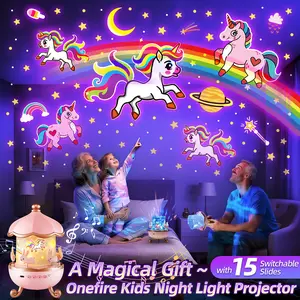 Onefire Kids Night Light Grandparents Gifts  Grandkids 15Films&15 White Noises Remote Cartoon Star Projector Sensory Lamp Princess Room Decor Toddler Sound Machine Autistic Children Baby Unicorn Dinosaur Egg Toys Birthday Ages1-10 Granddaughter Grandson