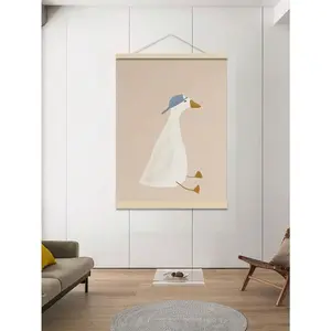 1pc Cute Goose Art Poster, Sports Themed Kids Room Decor, Baseball Cap, Toddler Boys' Art, Goose Pattern, Baseball Room Decor, Farm Animal, Frameless Decoration Artistic