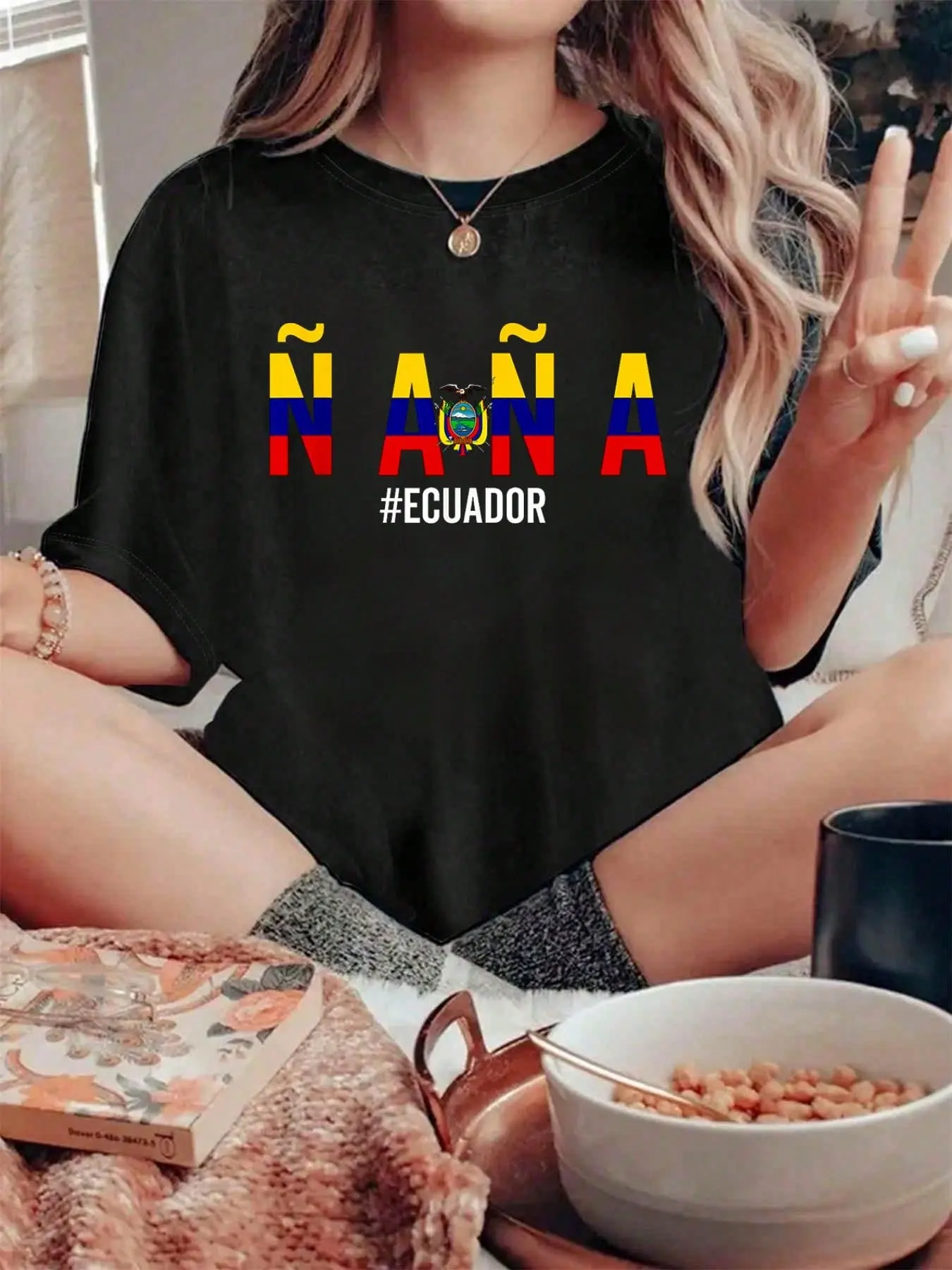 100% Cotton Ecuador Ecuadorian Flag Camiseta Women Mujer Chica Jergas T-Shirt Summer Tees Women graphic shirt women
