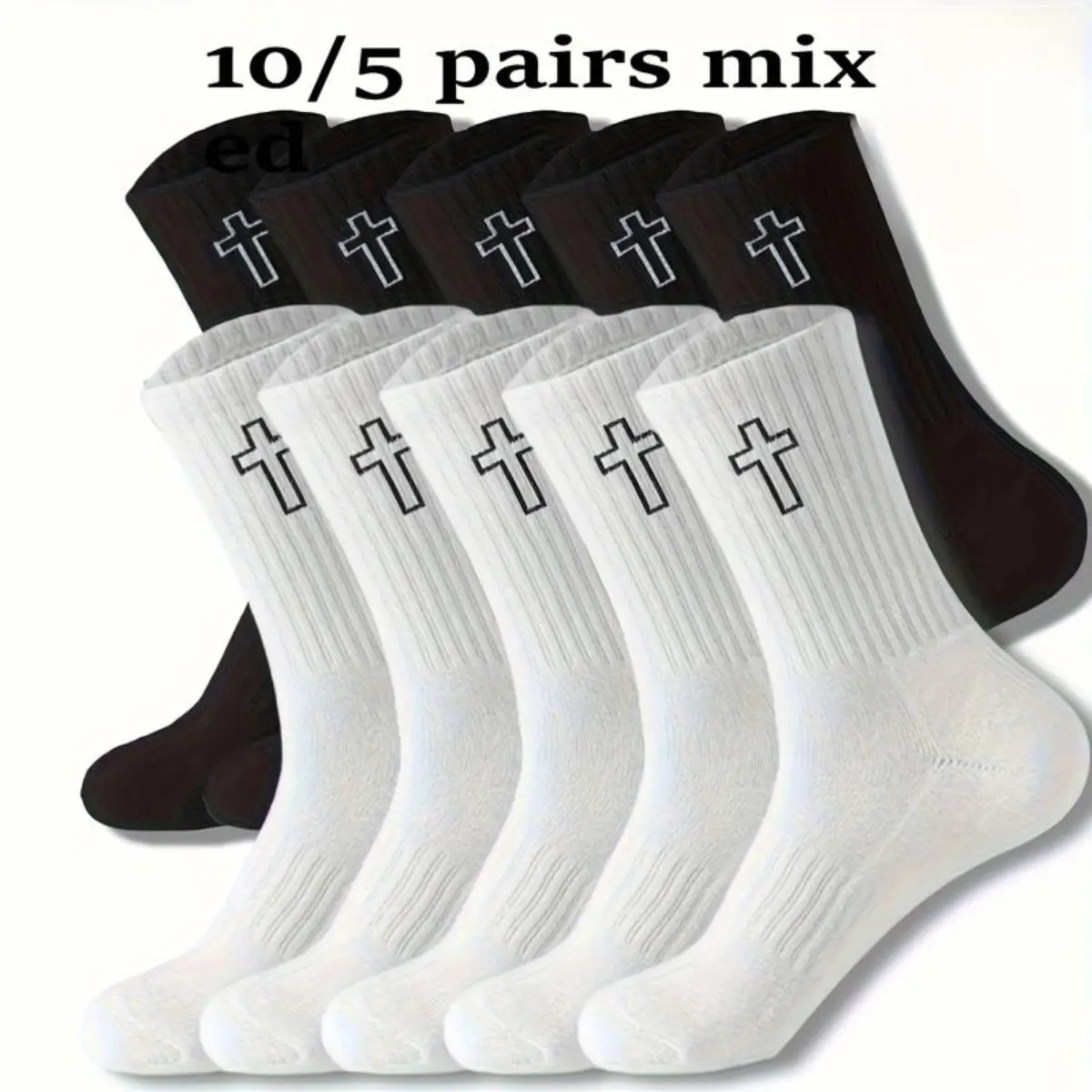 10-Piece Unisex Mid-Calf Socks, Breathable Moisture-Wicking Fabric with a Snug Non-Slip Fit, Black & White Pack for Everyday Wear, Style, Snug Fit, Soft Stretch For All-Day Ease, Above Ankle Mid-Calf Socks
