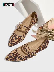Fashion Leopard Print Mary Jane Shoes, Comfortable Soft Sole Shoes for Daily Wear, Lightweight Elegant Breathable Shoes for Women & Girls