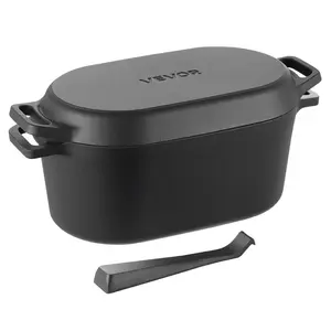 VEVOR Enameled Cast Iron Dutch Oven,  , 3.5 Quart Pot with Lid and Dual Handles, Heavy-Duty Durable Cookware Pan, Oven Induction Compatible up to 500℉, for Braising, Stews, Roasting, Bread Baking, Black