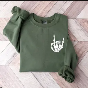 Skeleton Halloween Sweatshirt, Minimalist Skeleton Hand Sweater, Spooky Season Pullover, Fall Aesthetic Sweatshirt, Halloween Cozy Sweater