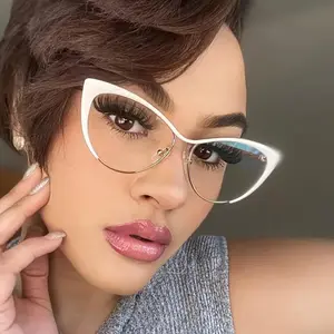 Women Retro Punk Golden Cat Eye Glasses, Viral Luxury Stylish Fashion Eyewear, Premium Blue Light Blocking Screen Protection Lens, Elegant Unique Retro Punk Frame Structure, Comfortable Non-Prescription Decorative Shades, Computer Gaming Daily Wear Party