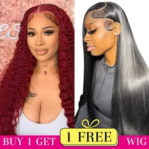 NEW{Combo sale 22"&22"}" buy1 get 2 wig " Color Curly 13x4 Lace Front Wigs Human Hair with Baby Hair 180% Density Human Hair Wigs for Women