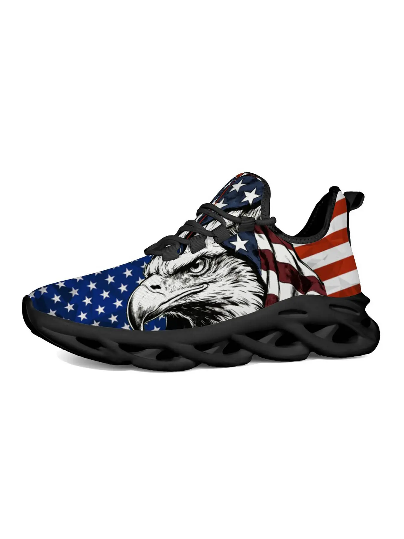 Exclusive Recommendation American Flag Eagle Head Men's Casual Low Top Shoes, Sneaker, Trainer, Unique Print Design, Patriotic Fashion, Thick Sole Comfort