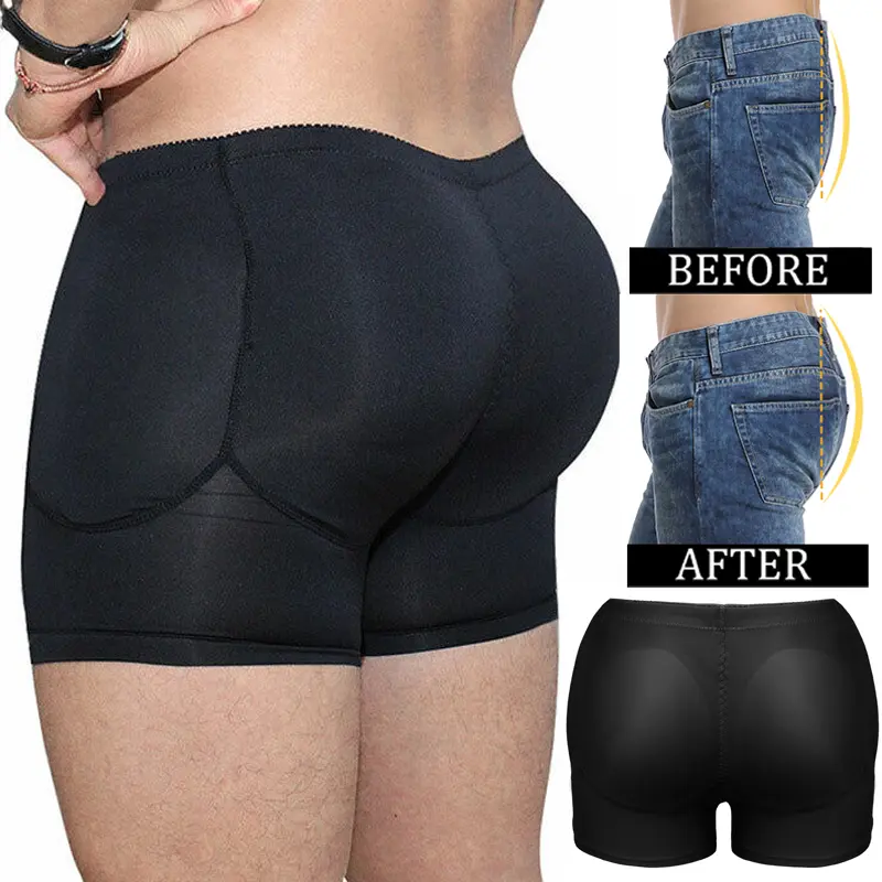 CATTIBOR Men Padded Boxer Shorts Butt Padded Underwear Hips Enhancer Shaper Booty Lifter Panties With Removable Pads,Men Underwear For All Seasons