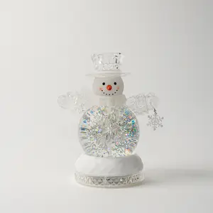 Light-Up Crystal Snowman Snow Globe - Sparkling Christmas Decor with LED Lights, Festive Holiday Centerpiece & Gift for Snowman Lovers