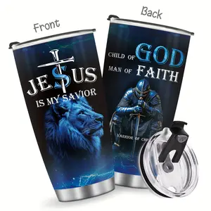 20oz Child of God Insulated Tumbler   Warrior of Christ Stainless Steel Water Bottle   Religious Faith Gift for Men Dad   Perfect Easter Basket Stuffer for Christian