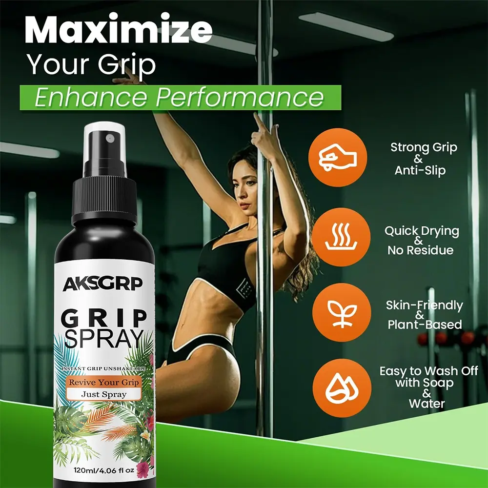 AKSGRP Strong Anti-Slip Spray, Quick-Dry Long-Lasting Enhance Non-Slip Agent, Foot Hand Anti-Slip Helper, Fitness Dance Sweatproof Anti-Slip Spray