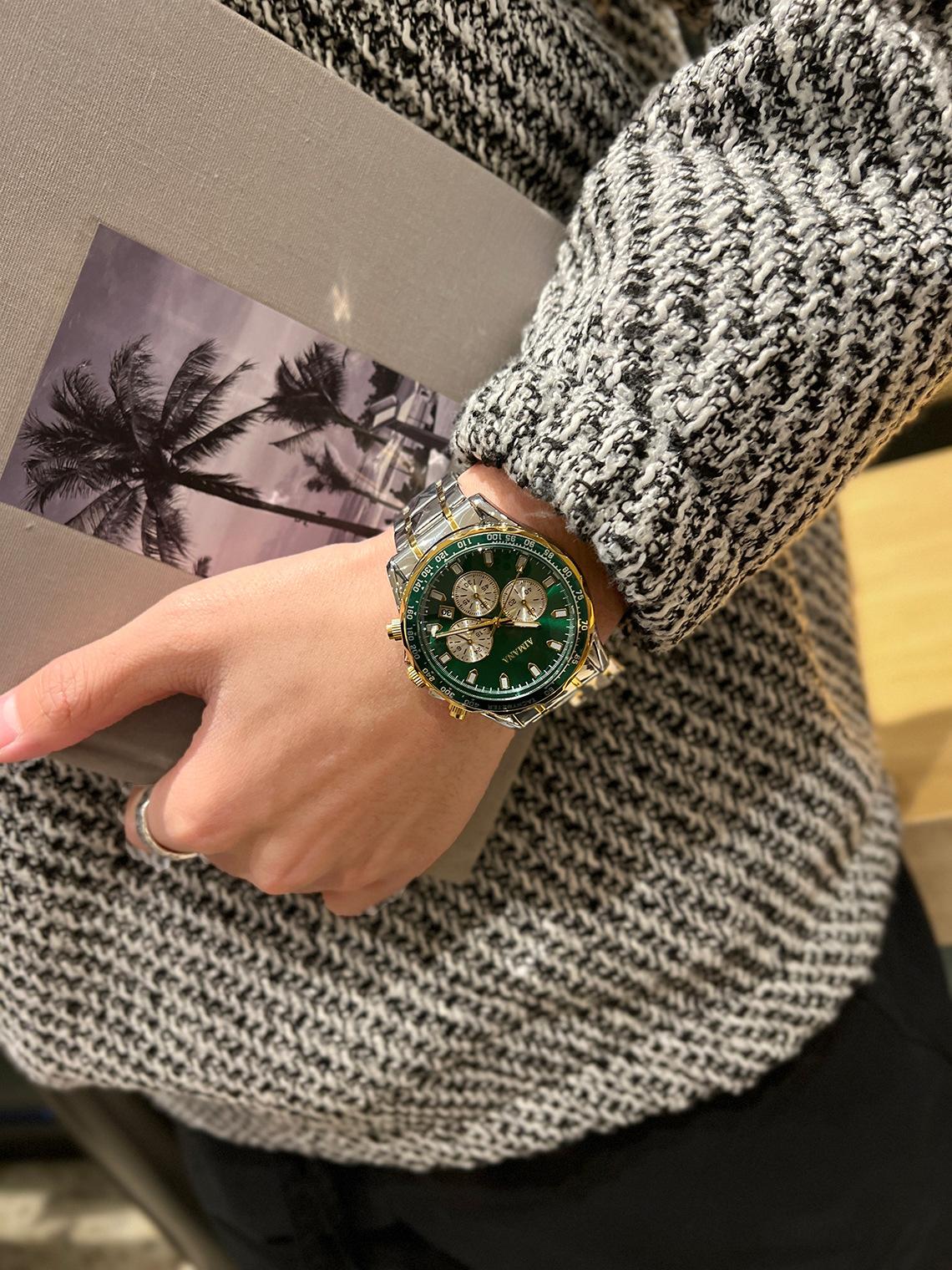 Swiss Luxury Men's Multifunctional Watch - Luminous Quartz Wristwatch with Premium Steel Band, Waterproof Business Style