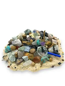 Gem Mining Bucket - 1 Gallon Bucket - 10-12 lbs Total - Over 18 Different Types of Natural Crystals including Pyrite and Desert Rose