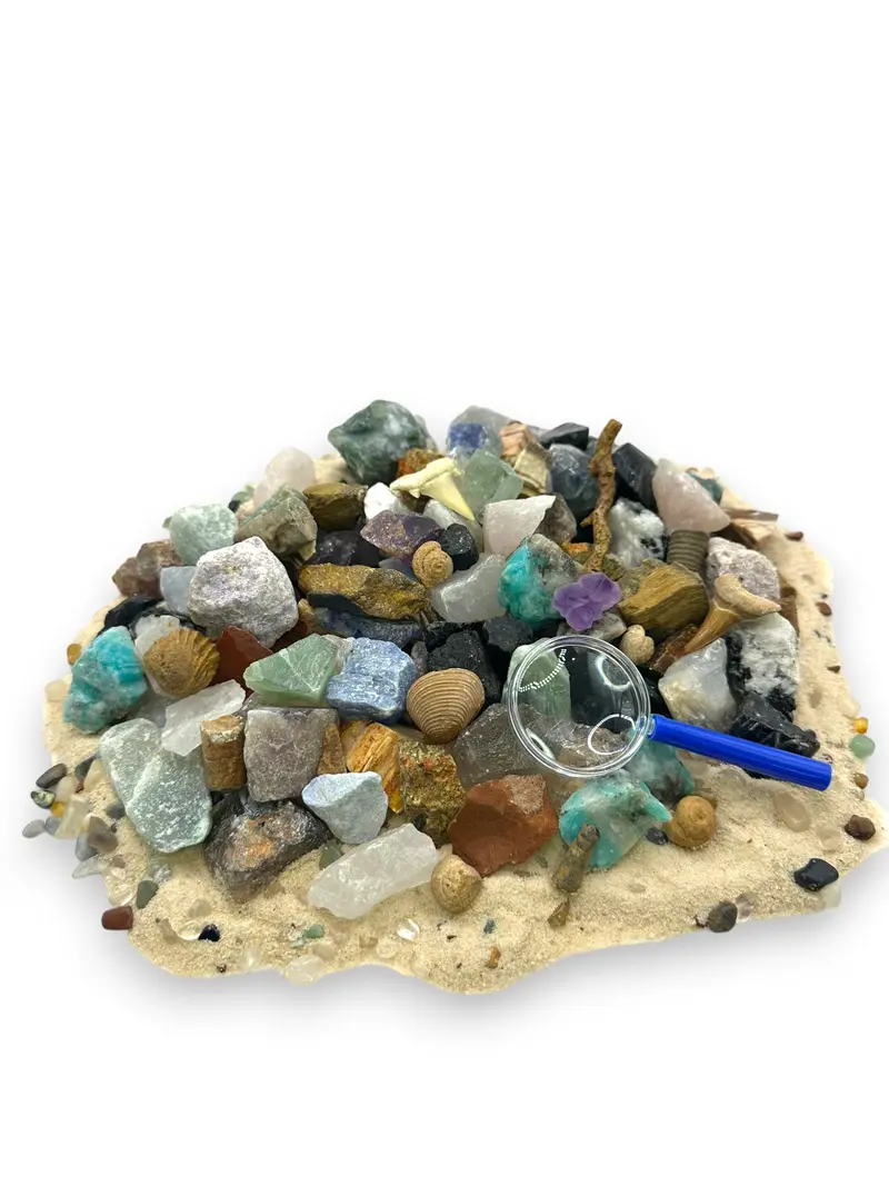 Small Gem Mining Bucket - Quart Bucket - 4-5 lbs Total - Over 18 Different Types of Natural Crystals