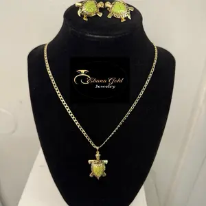 #5| Ehana Gold Jewelry Beautiful Set of Turtle Necklace with Matching Earrings in Gold Tone