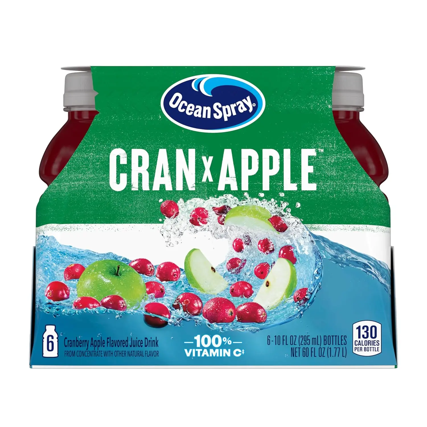 Cran-Apple Juice Drink – Refreshing Cranberry Apple Juice Beverage, 10oz Bottles, Ready-to-Drink Fruit Juice (Pack of 6)