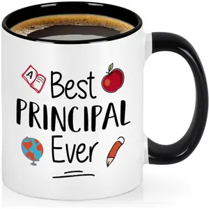 1pc, 11oz coffee mug gift Oz Ceramic Mug Inner Black - Best Principal Ever Mug, School Principals Day Birthday Christmas Retirement Gifts