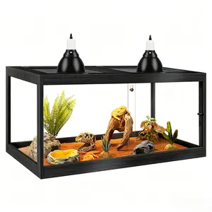 PROLEE Reptile Tank, 81 Gallons Beard Dragon Tank, Tempered Glass Reptile Enclosure and Snake Tank with Locking Design for Lizard,Gecko,Chameleon Terrarium Sliding Doors