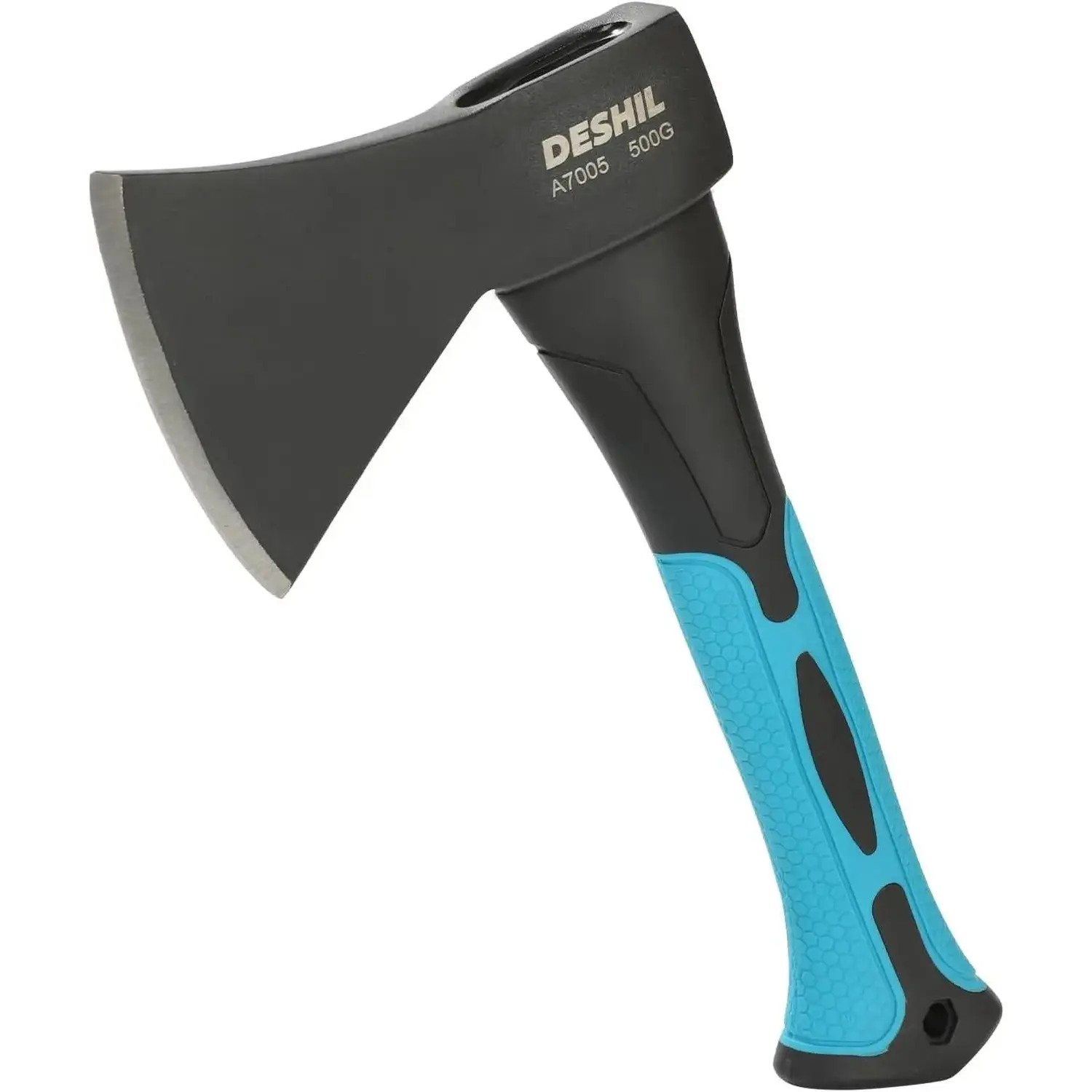 DESHIL 10” Forged Carbon Steel Heat-Treated Outdoor Hatchet - Durable Wood Chopping Hand Tool, Fiberglass Shock-Reduction Handle with Anti-Slip Grip for Camping, Hammer Functionality