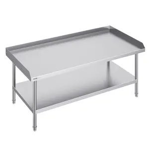 【Spotlight Day】VEVOR Stainless Steel Work Table with Storage - 30x60x26 in Heavy-Duty Commercial Food Prep Table, 3-Sided Backsplash, Adjustable Height, Functional Design for Restaurant, Home Use