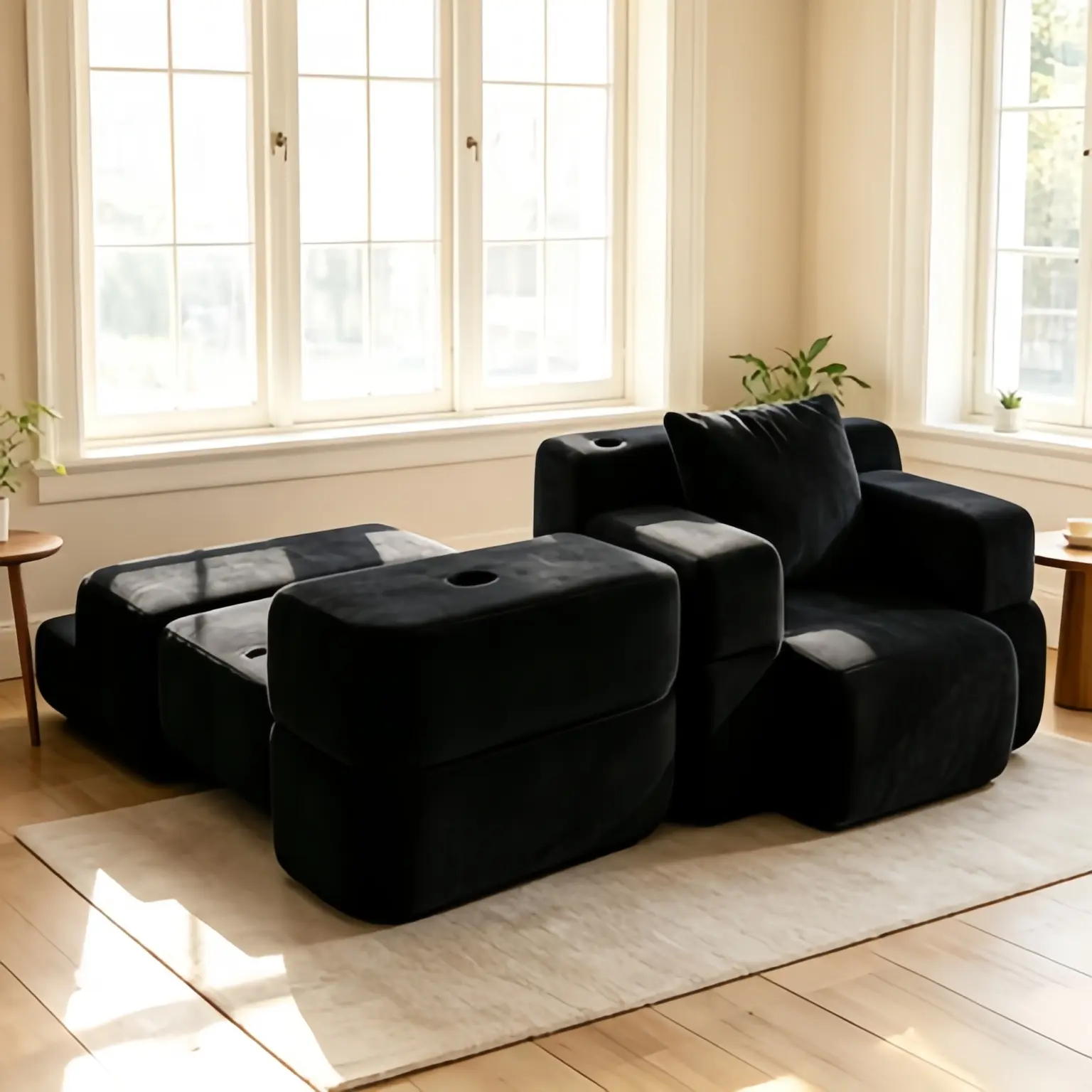 1-Person Chenille Fabric Compression Sofa with Fixed Arms - Multi-Use Indoor Furniture, Converts to Computer Office Desk, Comfortable Seating for Office Workers, Ideal for Modern Home Decor