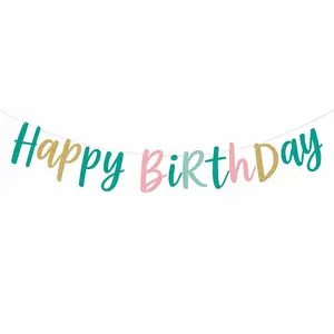 Vibrant "Happy Birthday" Glitter Letter Banner Decoration