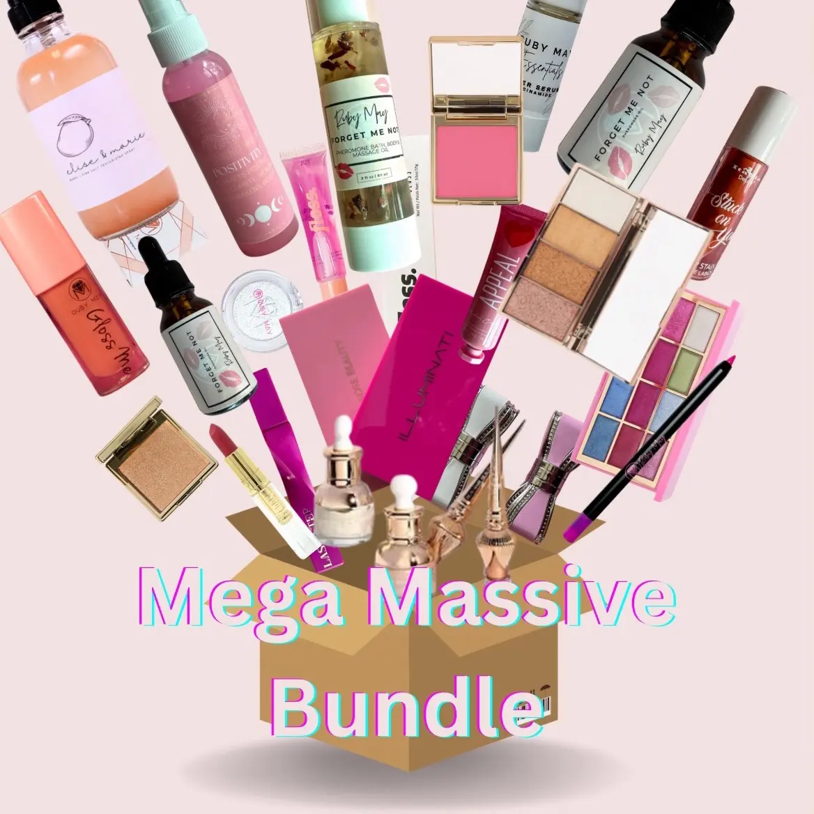 Mega Massive Ruby May Makeup Box Bundle, Multi-Item Cosmetic Set with Eyeshadow, Moisturizer, Lip Care, and Gloss for Daily Beauty Routines