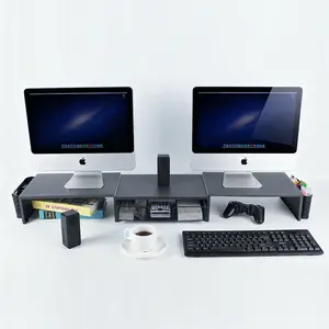 Height Adjustable Monitor Stand Riser with Metal Drawer, Desktop Storage Organizer, Sturdy Desk Support Rack for Office Supplies and Accessories, Office Accessories