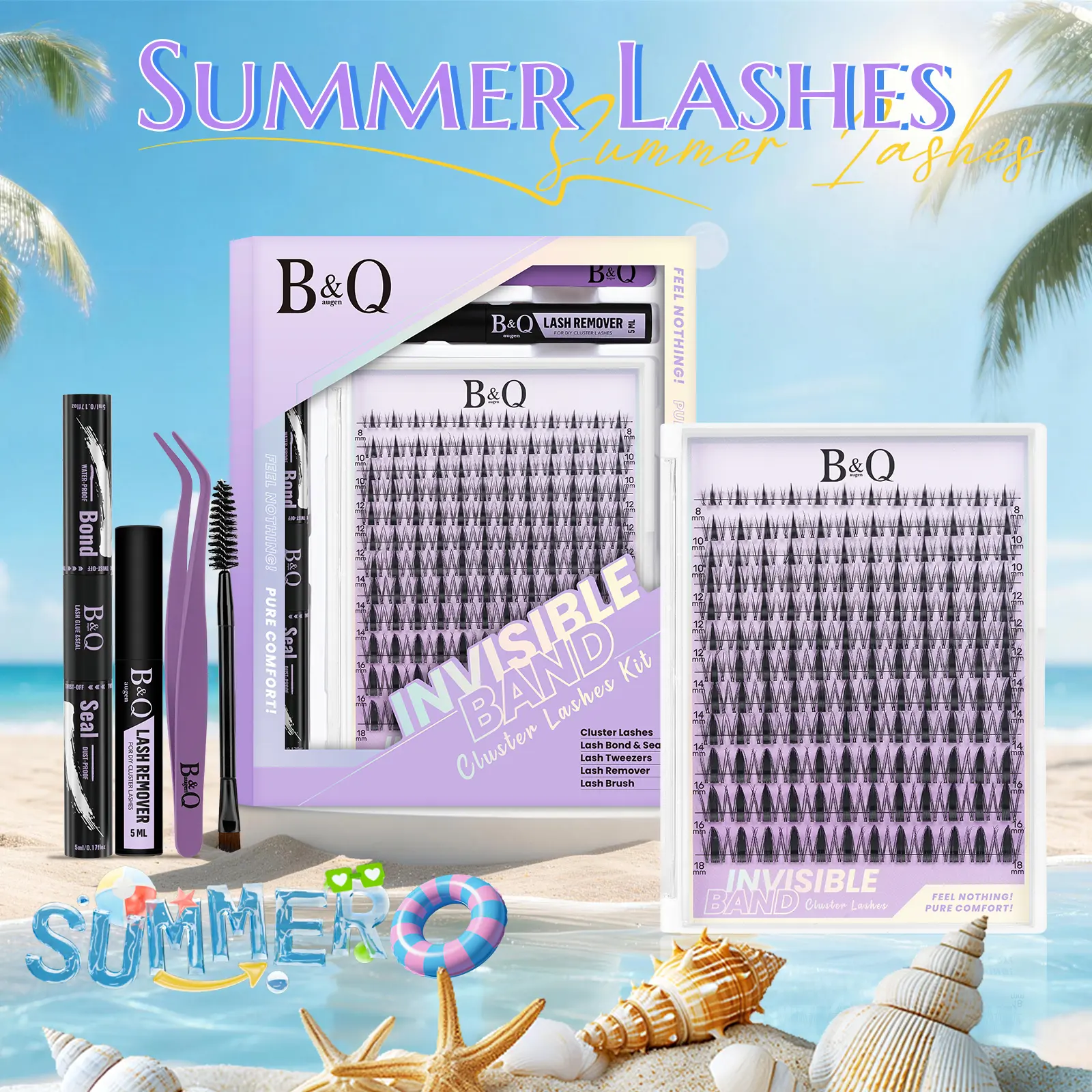 Fairy Lash Kit l B&Q Invisible Band Wispy Manga Individual Clusters,C Curl for DIY Eyelashes Extension,Waterproof Sleep Proof,Long Lasting Fake Lash Cosmetic Makeup Spiky Anime Lash Outdoorfun Vacation Lash Dolly #tiktokshopmemorialday #dealsforyoudays