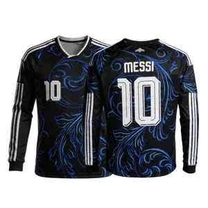 2026 27 New Away Blue No.10 Messi Long Sleeved Soccer Jerseys Top