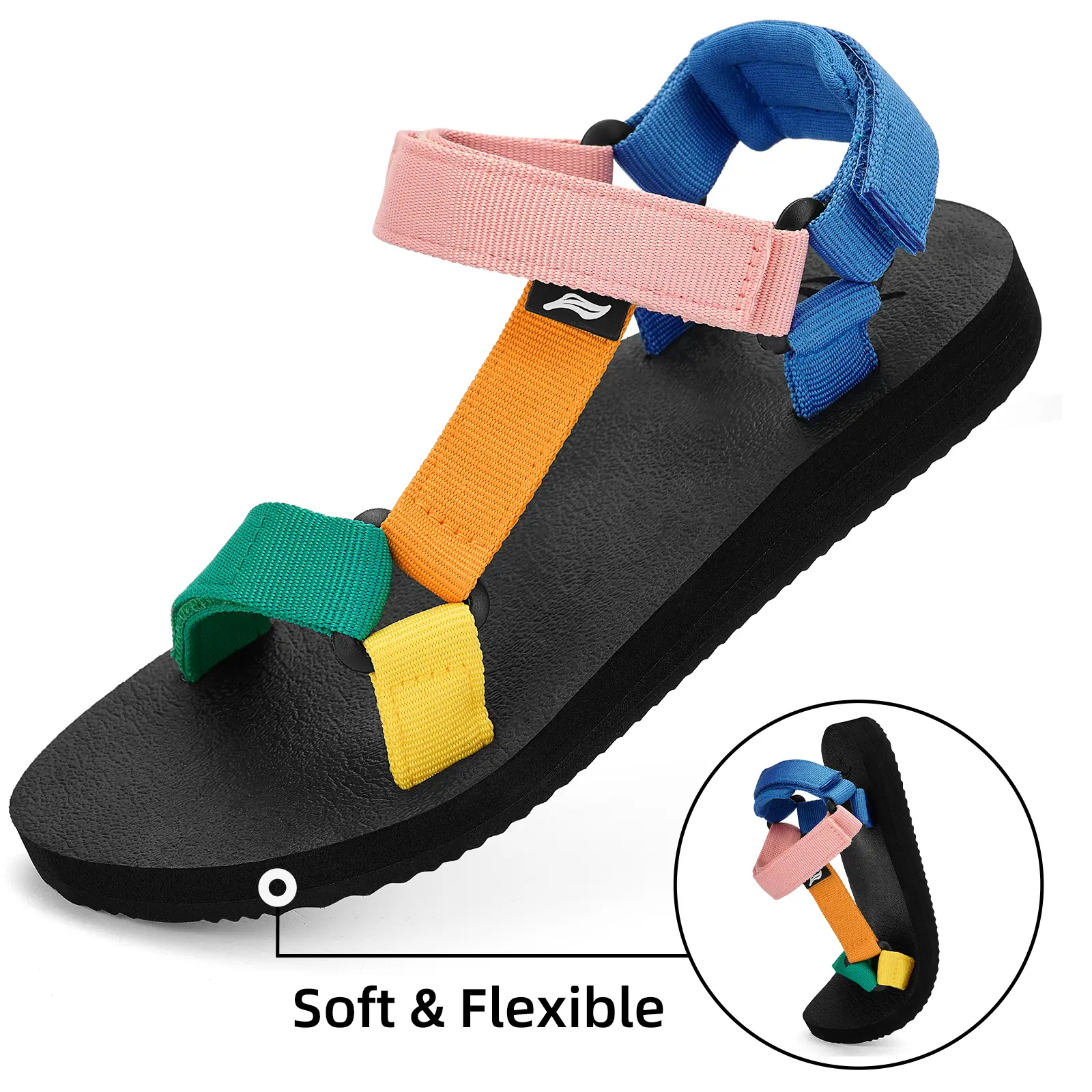 Kids' Outdoor Water Sandals for Boys and Girls, Non-Slip Athletic Shoes with Soft EVA Footbed, Arch Support, and Adjustable Hook & Loop Straps, Non Slip Sandals, Outdoor Sandals