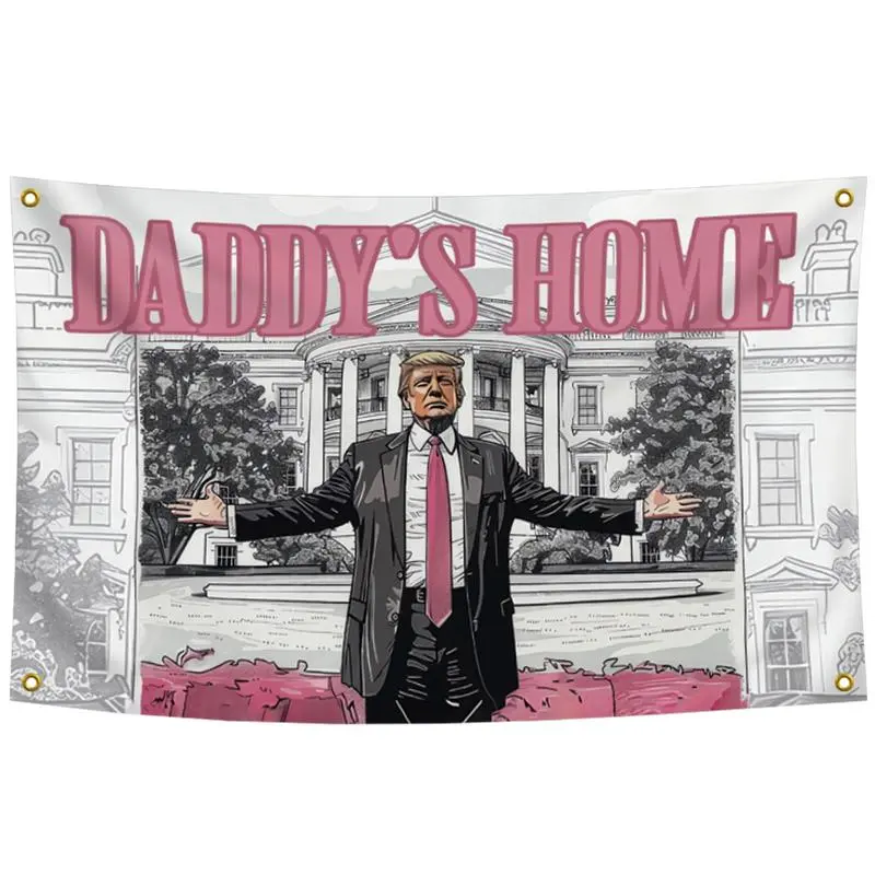 TRUMP DADDY'S HOME 3x5 Ft White House Flag Tapestry, Home Decor for Room, Living Room, Bedroom Inspo, Wall Decor, Includes One Flag