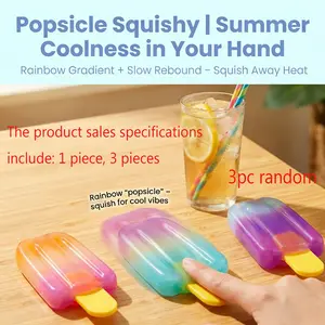 Colorful Popsicle Squishy Fidget Toy, Soft Ice Cream Squeeze Stress Ball, Perfect for Anxiety Relief, Ideal for Kids & Teens, Great for Gifts, Anxiety Relief Products