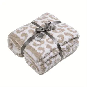 1PC 50"x60" Leopard Print Blanket Soft Comfortable Warm Knit Blanket Suitable for Bed Sofa Beige Cheetah Print