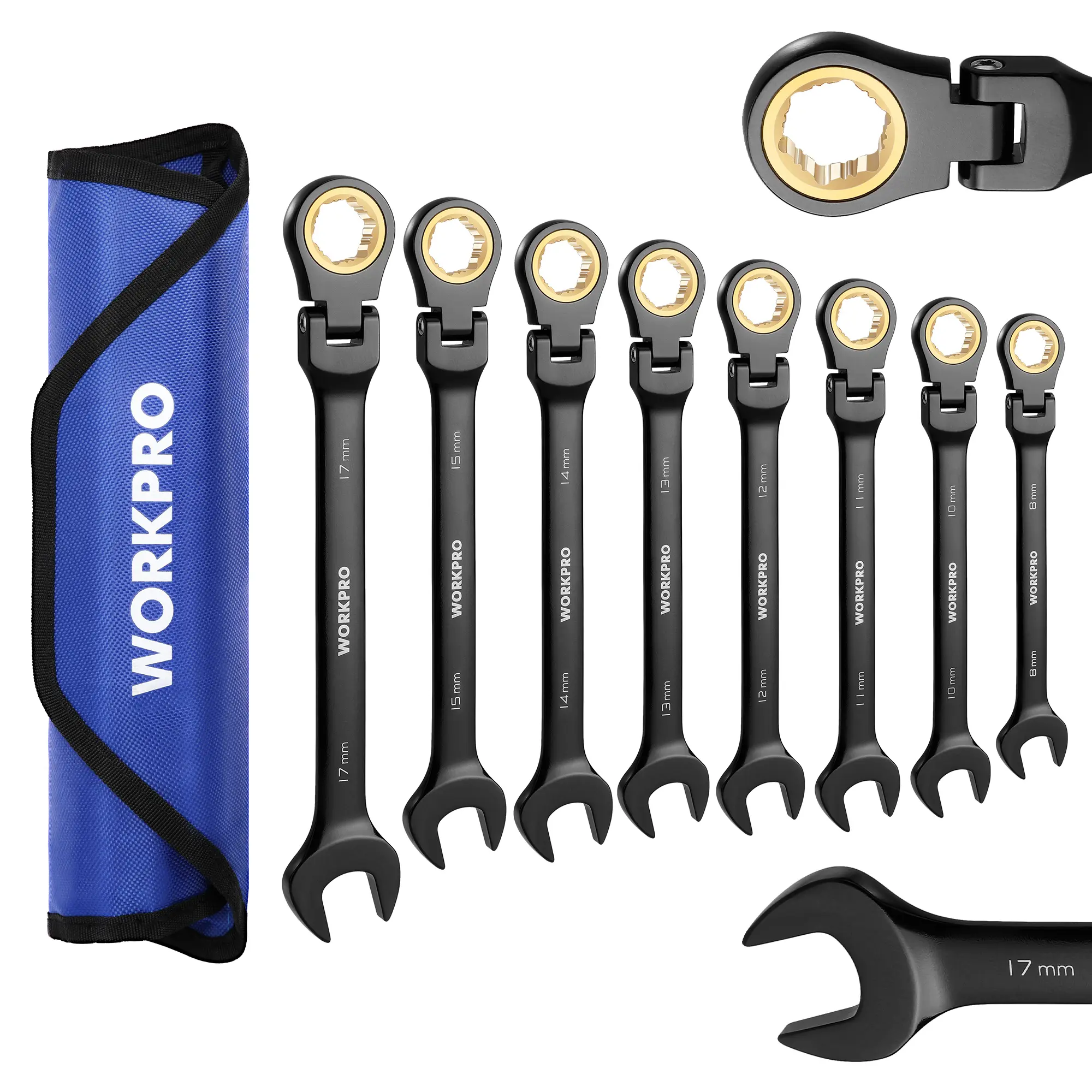 #backtoschool WORKPRO 8-Count Ratcheting Combination Wrench Set, 72-Teeth, Cr-V Constructed