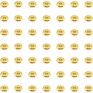 100 count Heishi Beads 8mm Long-Lasting Disc Brass Rondelle Spacer Beads Yellow  Plated Flat Round Shape  Metal Spacers for Bracelet Necklace  Making