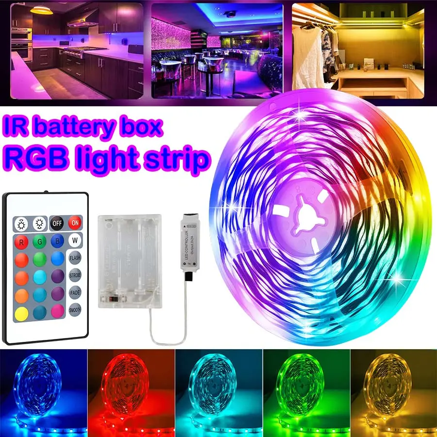 RGB 3535 LED Strip Light, RGB Lighting, Adjustable Leds, Dimmable LED Light, Adjustable Brightness, Gradient Mode Support, Battery Powered, LED Decoration, Ideal for Camping, Home Decor, Outdoor Events