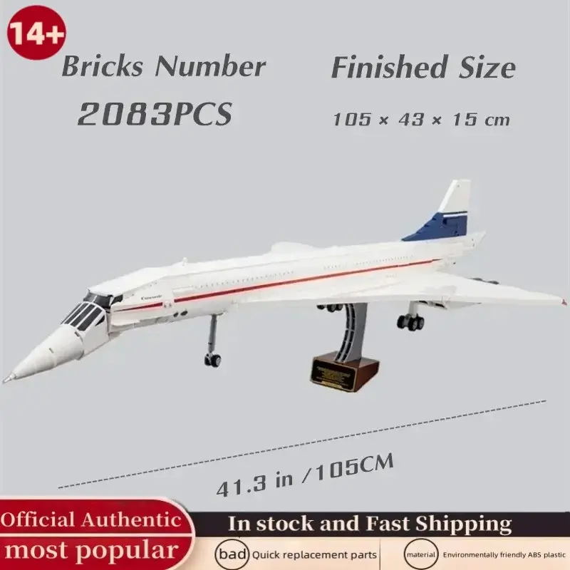 2083pcs Icons Airbus Concorde Supersonic Jet Building Block Model Building Kit, Compatible with 10318, DIY Toy for Boys, Birthday Christmas Gift, DIY Building Set, Model Building Blocks, Building Block Sets