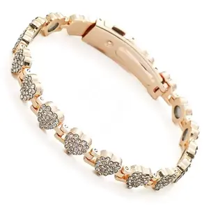 Pure Copper Bracelets for Women,Ultra Strength Magnetic Bracelet with 3800 Gauss Magnets & Sparkling Cubic Zirconia, Adjustable Charm Bracelet  bracelet Matching Stainless Steel Charms
