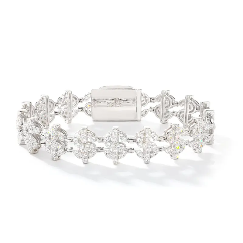 US Dollar Bracelet UCCIYO Sparkling Synthetic Moissanite Chain Bracelet S925 Sterling Silver【#B338】