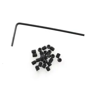 25pcs 4-40 x 1/8" Carbon Steel Allen Head Hex Hexagon Socket Set Screws Cup Point with Hex Key Wrench, Black
