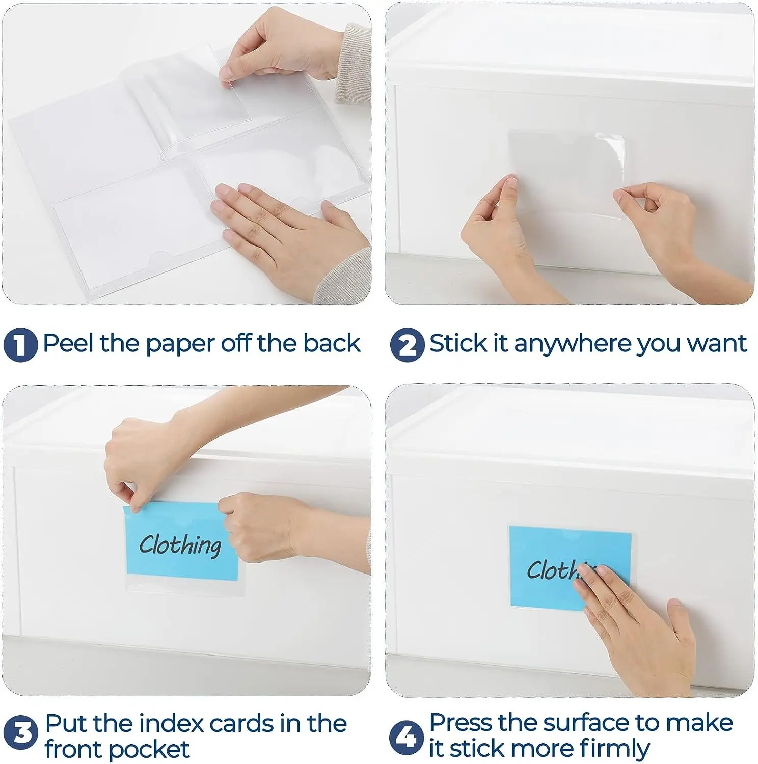 MaxGear 3x5 Index Card Pockets, 24 Pack Self Adhesive Library Card Pocket with Top Open Loading, MaxGear 3x5 Index Card Pockets, 24 Pack Self Adhesive Library Card Pocket with Top Open Loading,